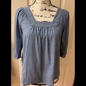 Gap chambray 3/4 length sleeve peasant top